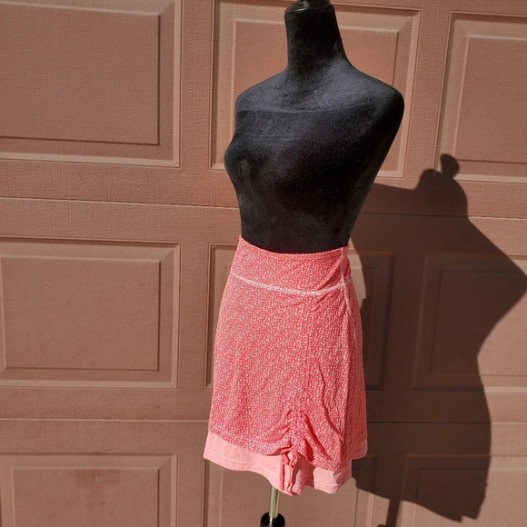 Athleta Crossroads Burnout Skirt Size Small Watermelon Pink Double Layer Ruched - Picture 12 of 16